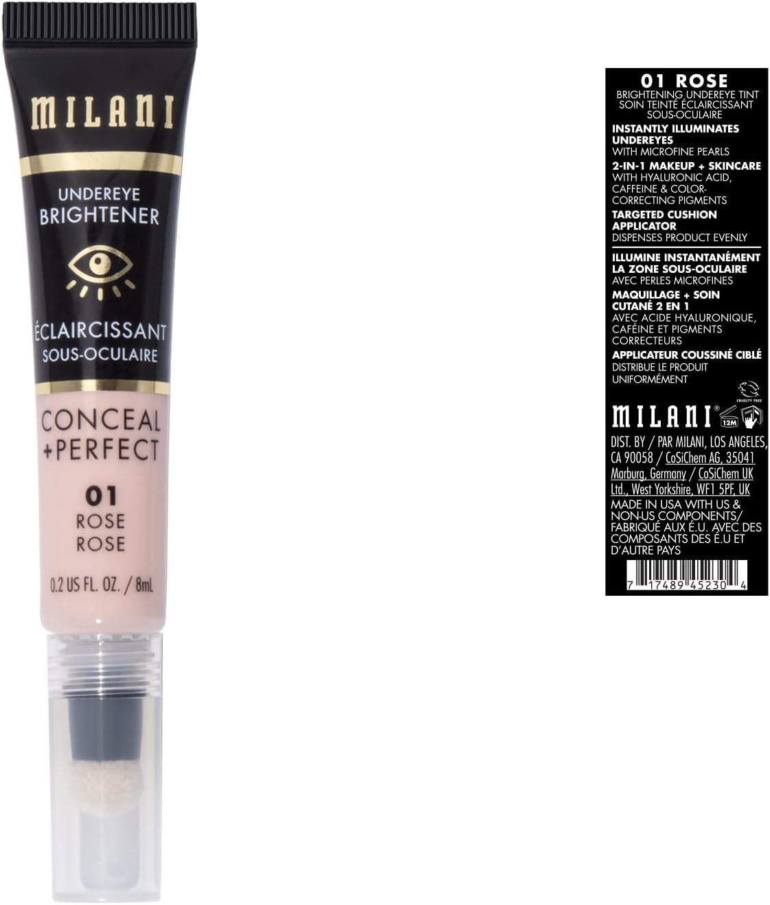 Milani Rose undereye brightener with cushion applicator tip