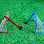Desktop novelty hockey board game with red and blue goal nets
