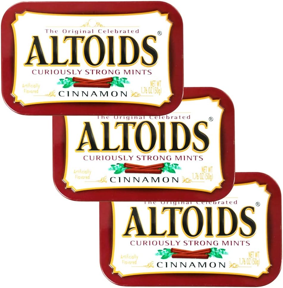 Wrigleys Altoids Cinnamon Mints pack of three front view imported breath freshener