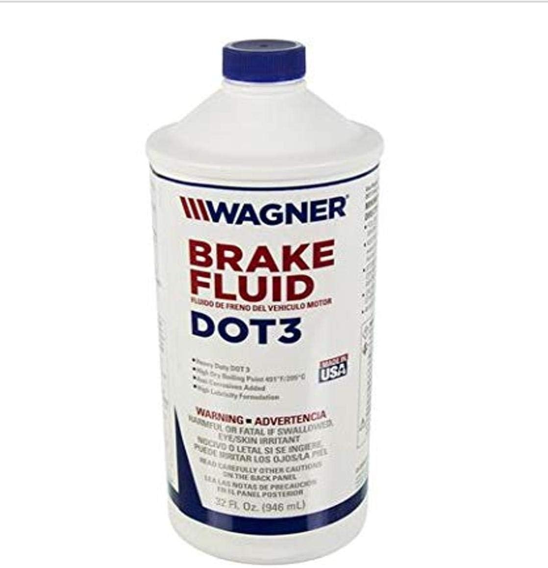 Wagner DOT 3 21B Brake Fluid 32 ounce bottle front view premium automotive hydraulic fluid