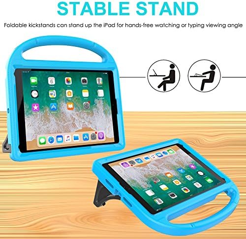 Blue heavy duty tablet bumper case for kids showing full access to side ports and buttons