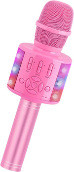 Amazmic kids karaoke microphone front view pink toy
