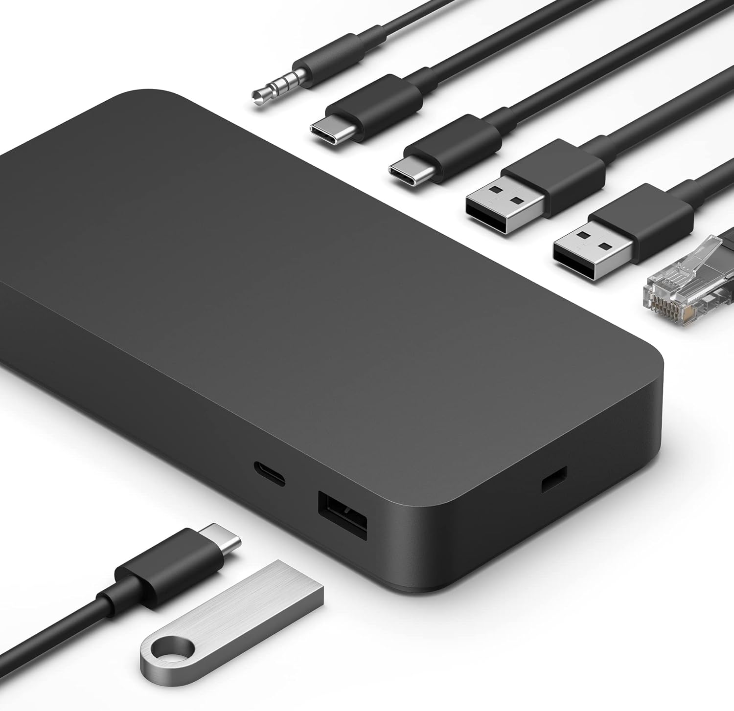 Microsoft Surface Thunderbolt 4 Docking Station black front view showcasing sleek modern port layout