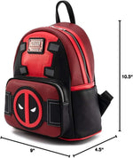 Loungefly Deadpool Merc with a Mouth cosplay purse lifestyle shot showing scale and wearability.