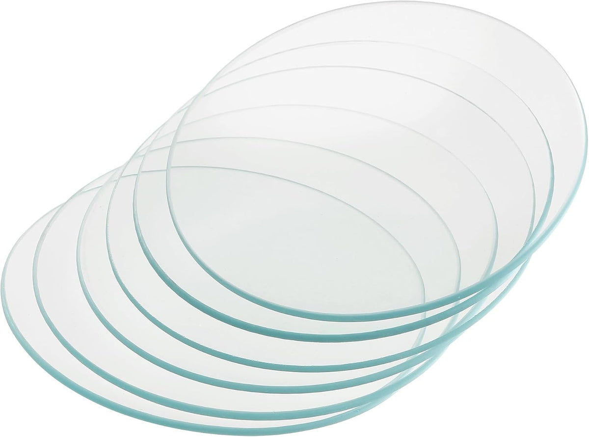 Yokive watch glass beaker cover front view showing transparent 3.94 inch circular glass dish