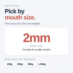 Northfin fish food crisp size comparison reference