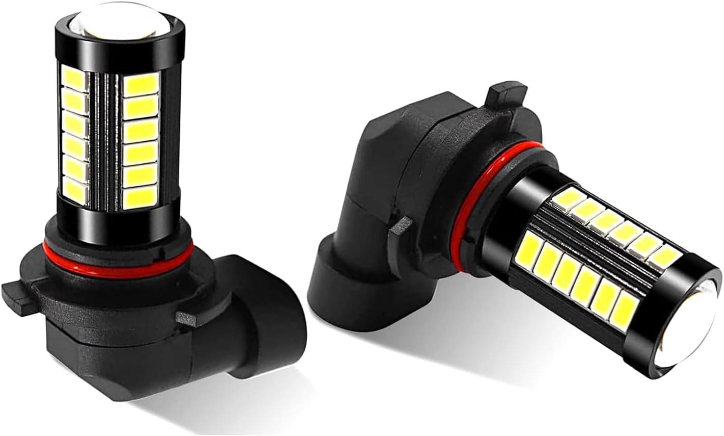 FEDOEY 9006 LED car fog light bulbs front view showing the 33 SMD chips
