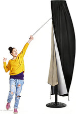 DOCEPERT patio umbrella cover front view protecting a large offset umbrella.
