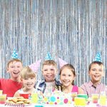 Tear resistant silver tinsel streamers package showing premium party decor material thickness.