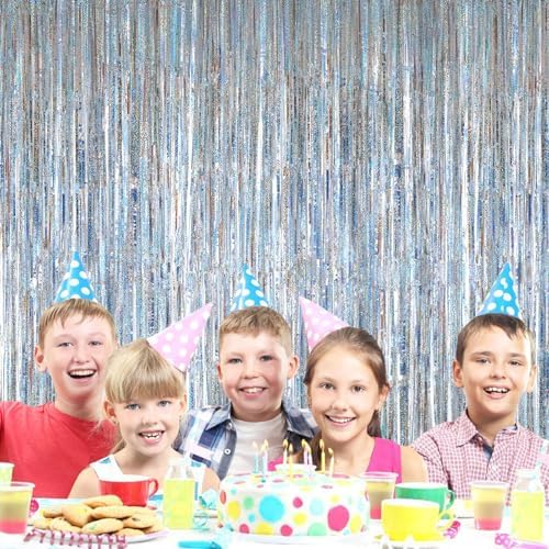 Tear resistant silver tinsel streamers package showing premium party decor material thickness.