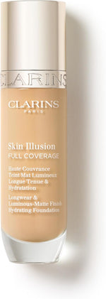 Clarins Skin Illusion Full Coverage Foundation front view luminous matte makeup bottle