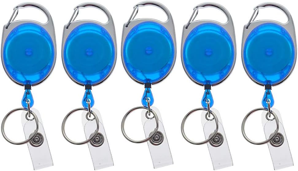 5 Pack - Premium Retractable Oval Shaped Badge Reels with Carabiner Belt Loop Clip, Keychain and ID Holder Strap by Specialist ID (Solid Black) - Image 11