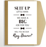 Goroar ring bearer card front view showing bow tie illustrations