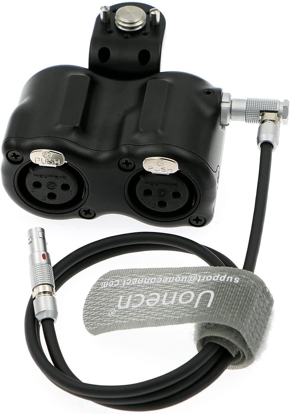 Uonecn 5-pin male to dual 3-pin XLR adapter front view