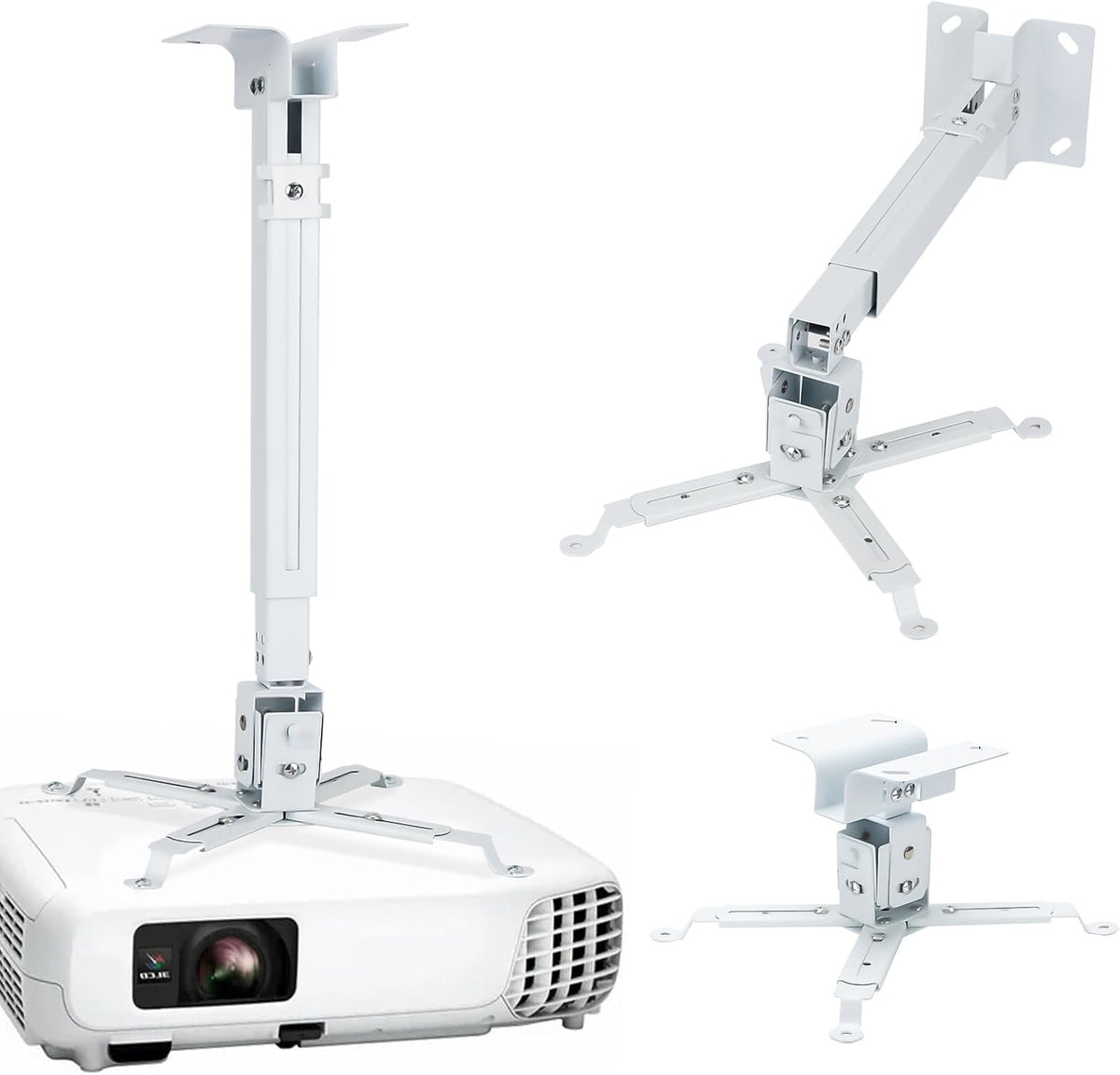 Runhike 3-in-1 universal projector mount white front view