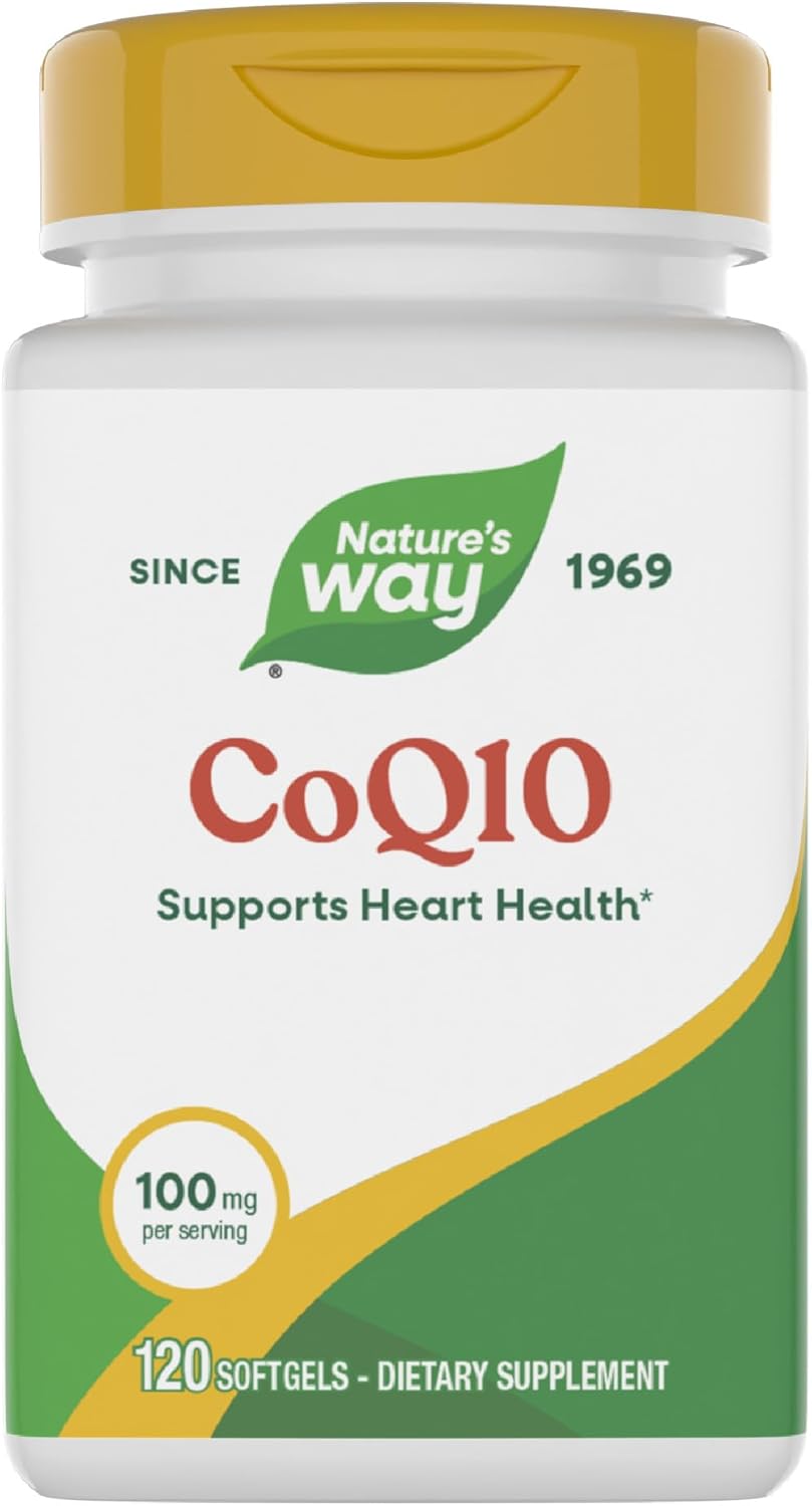 Nature's Way Enzymatic Therapy CoQ10 120 softgels front packaging showing 100 mg ubiquinone.