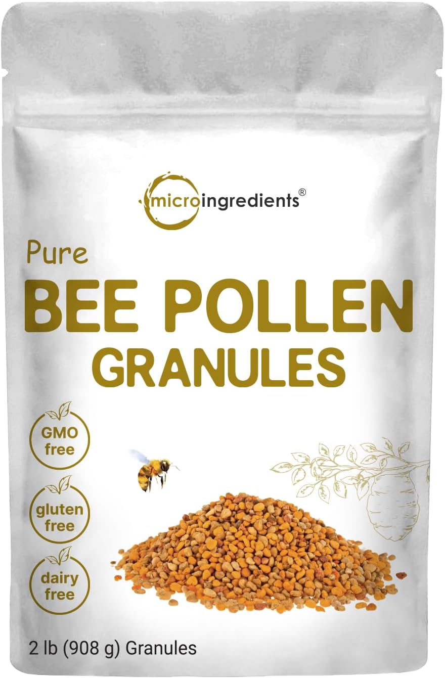 Micro Ingredients bee pollen granules front view packaging container