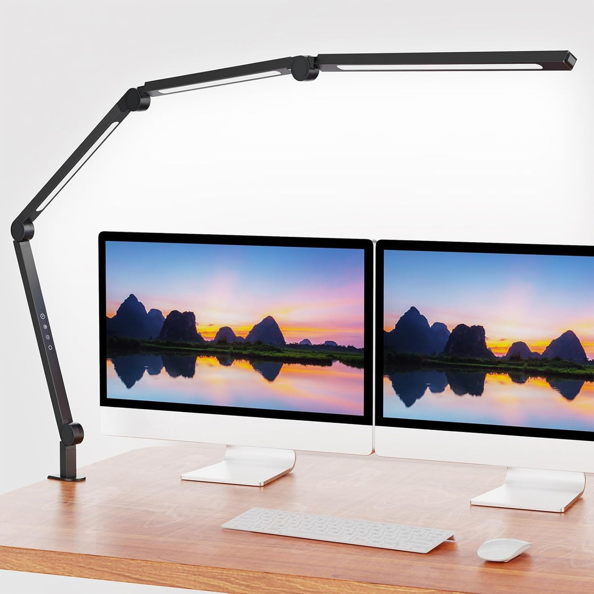 Ailbton bright LED desk lamp front view showing swing arm