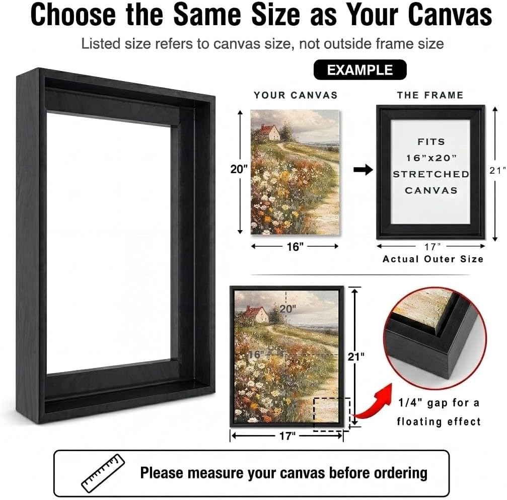 P&L Art canvas floater frame mounted on living room wall decor