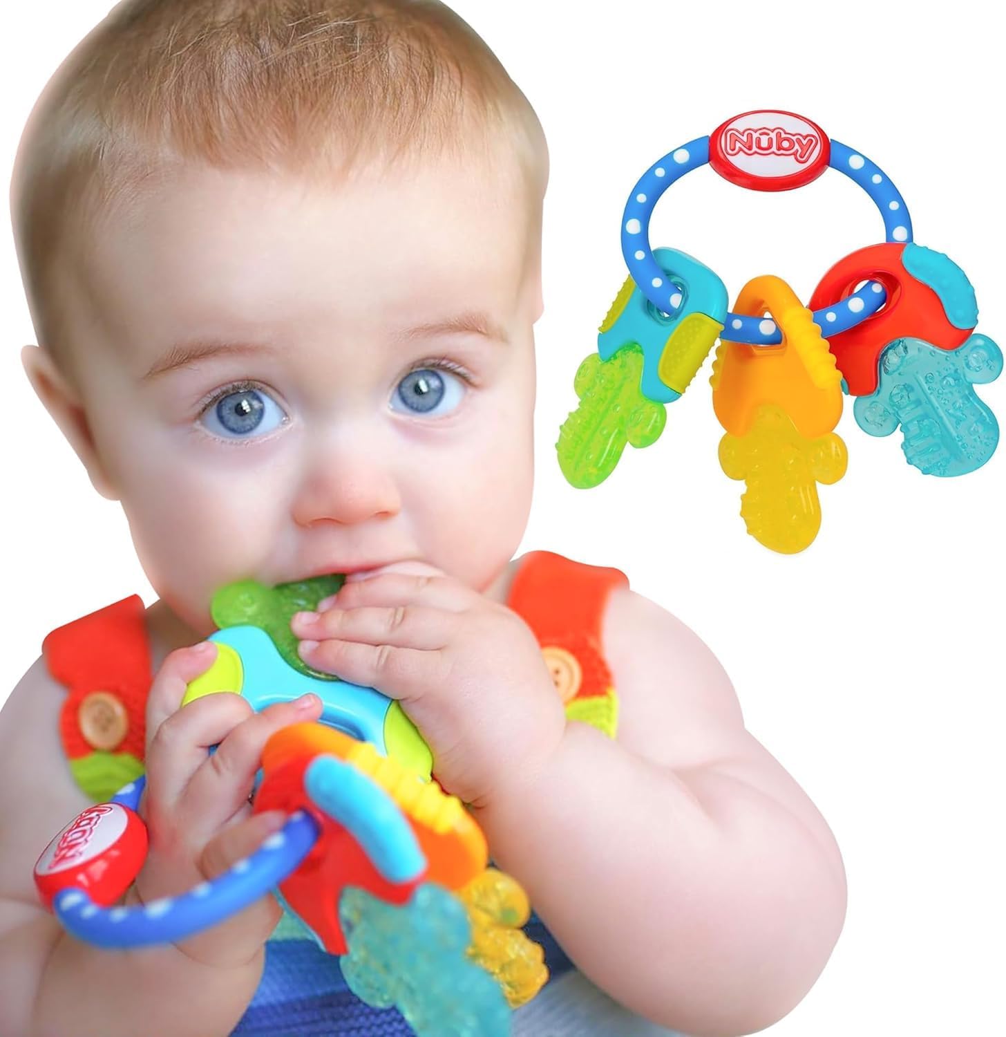 Nuby Ice Gel Teether Keys front view of colorful cooling baby toy