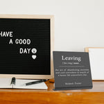 TRCENDE farewell gift plaque on office desk