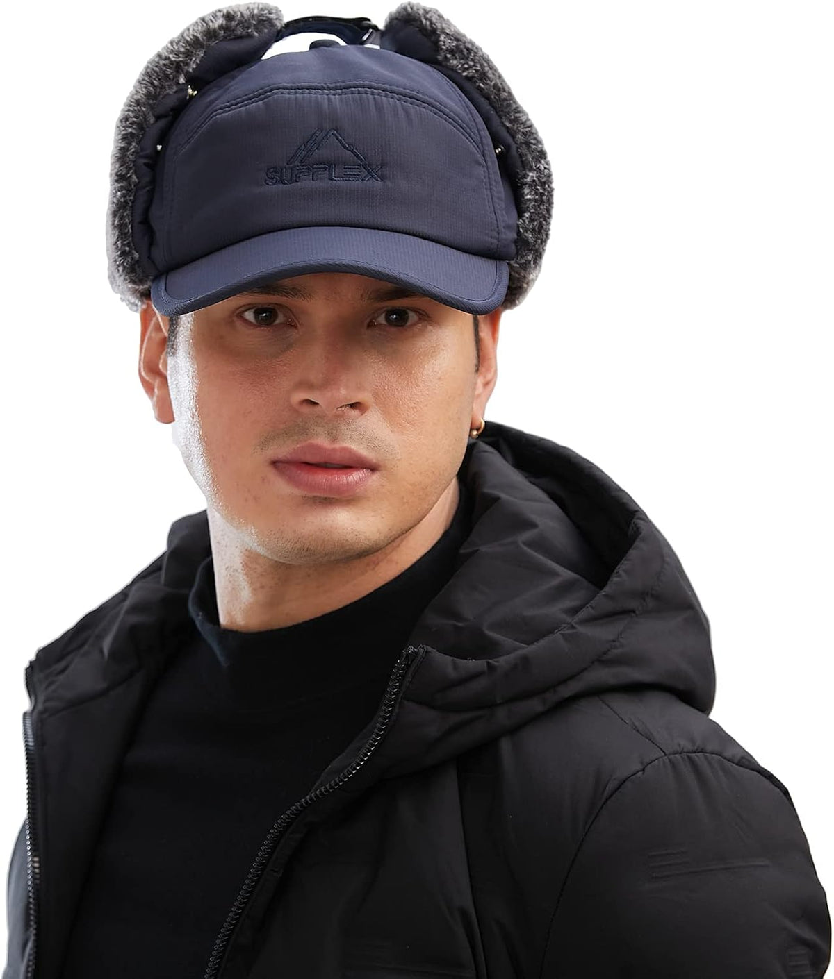 iEasey ushanka Russian hat side profile in black