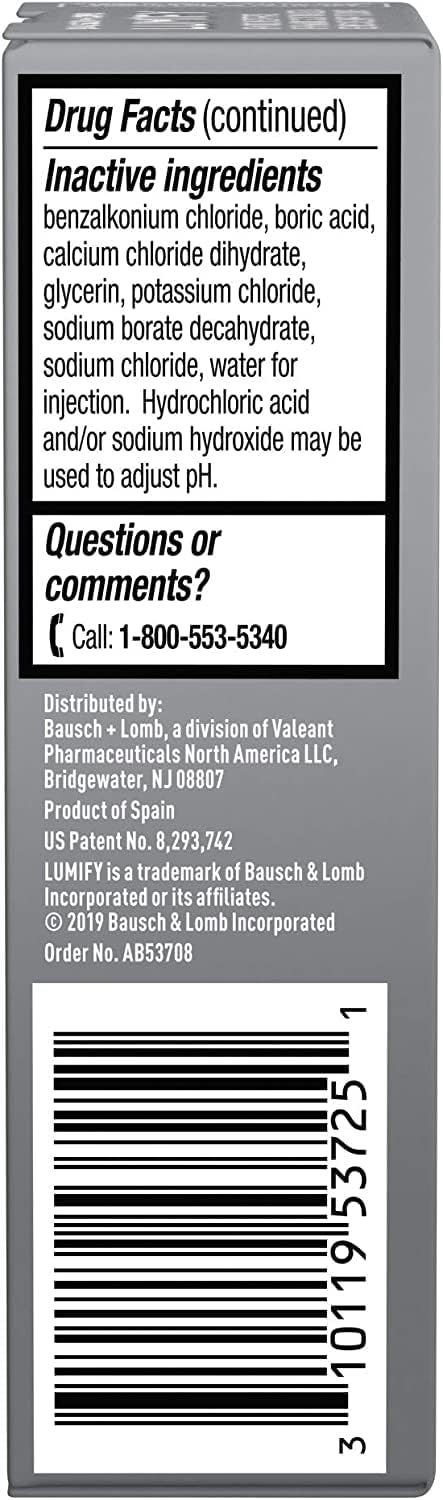 Lumify 0.025 percent Brimonidine Tartrate twin pack sterile bottles