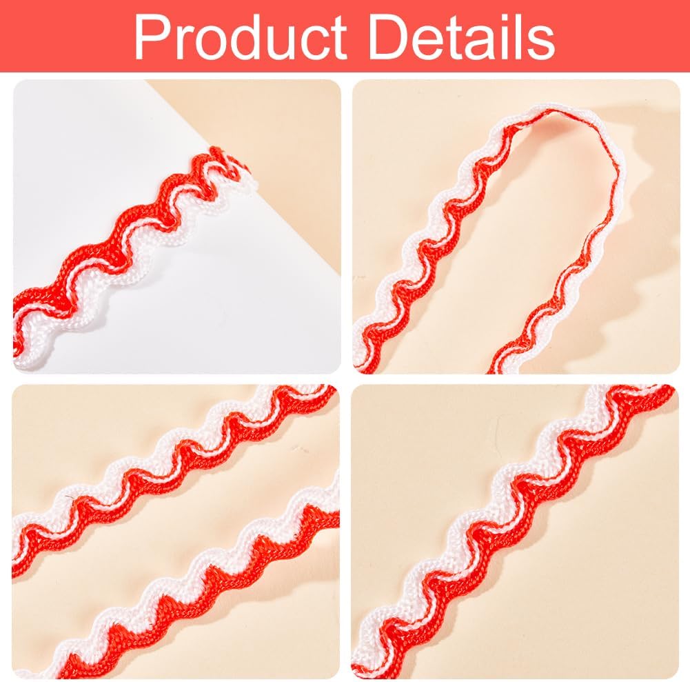 Red and white fringe trim ribbon for gift wrapping