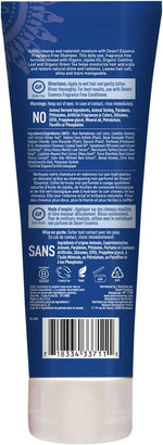Desert Essence unscented shampoo 8 fluid ounce bottle back label