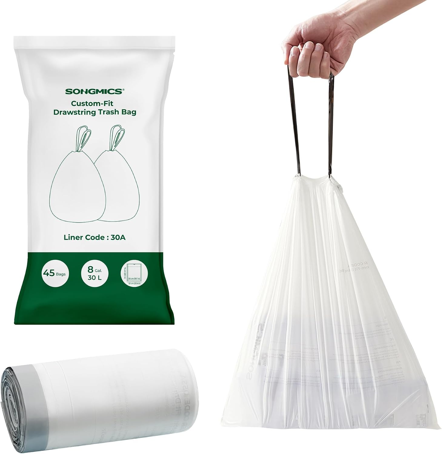 SONGMICS trash bag front view on white background