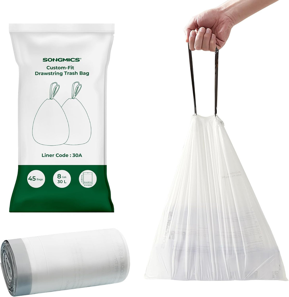 SONGMICS trash bag front view on white background