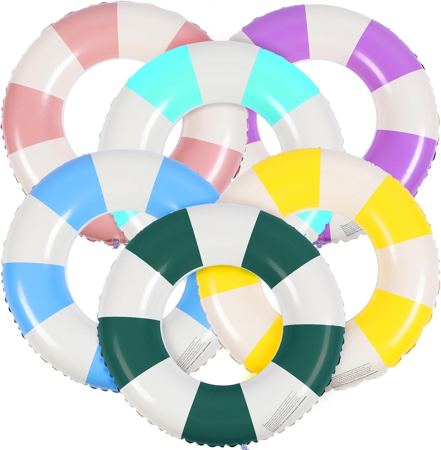 Libima 6 piece striped inflatable pool floats front view