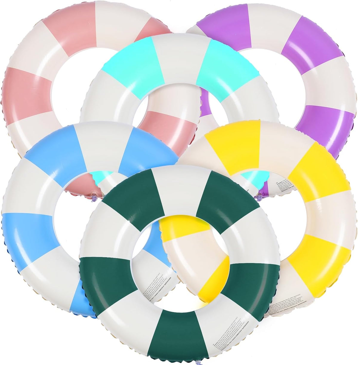 Libima 6 piece striped inflatable pool floats front view