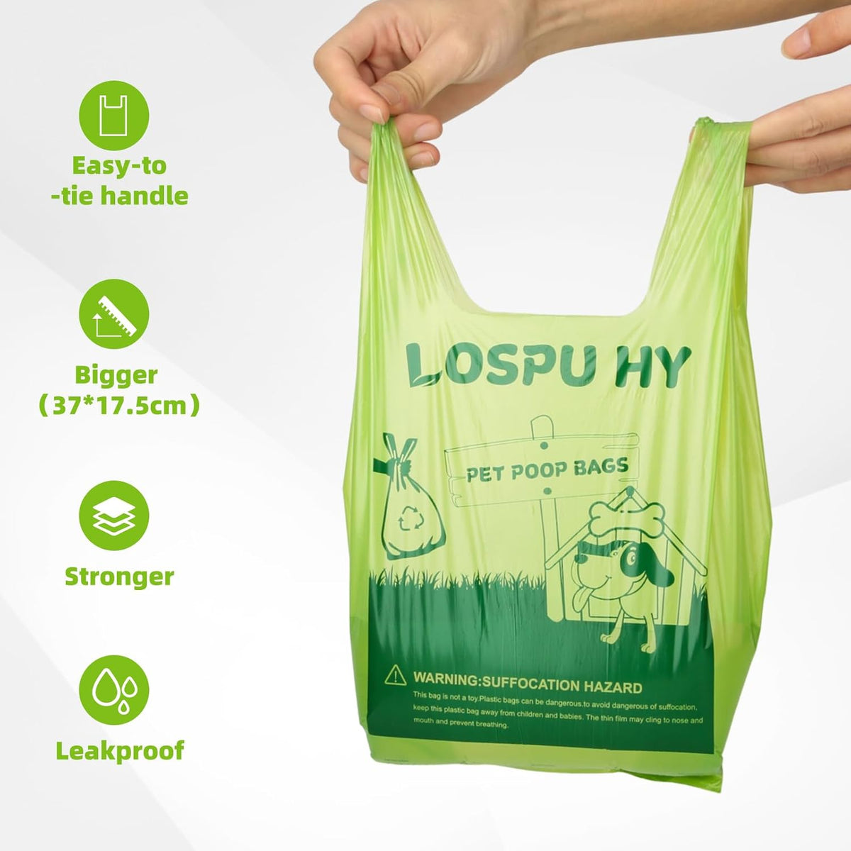 Thick leak proof doggie cleanup bags by Lospu HY