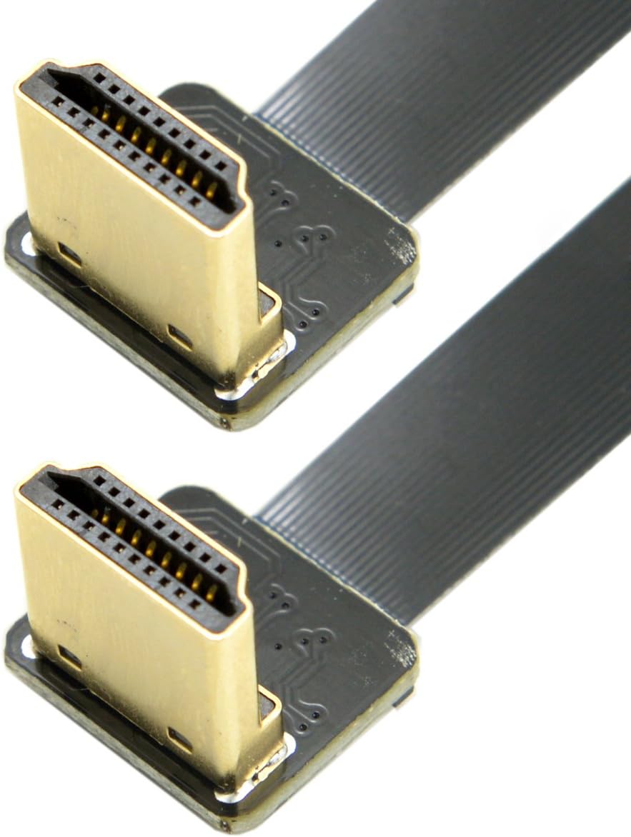 JSER CYFPV dual 90 degree down angled HDMI cable front view