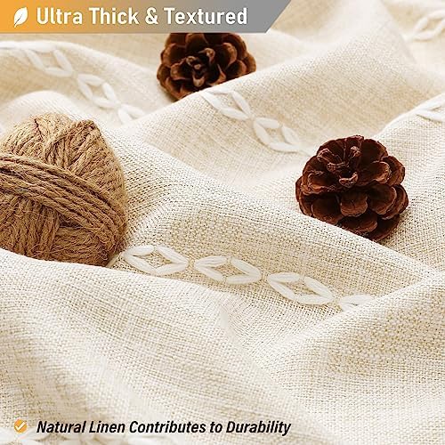BTTN bohemian vintage country fabric shower curtain in cream beige color option.