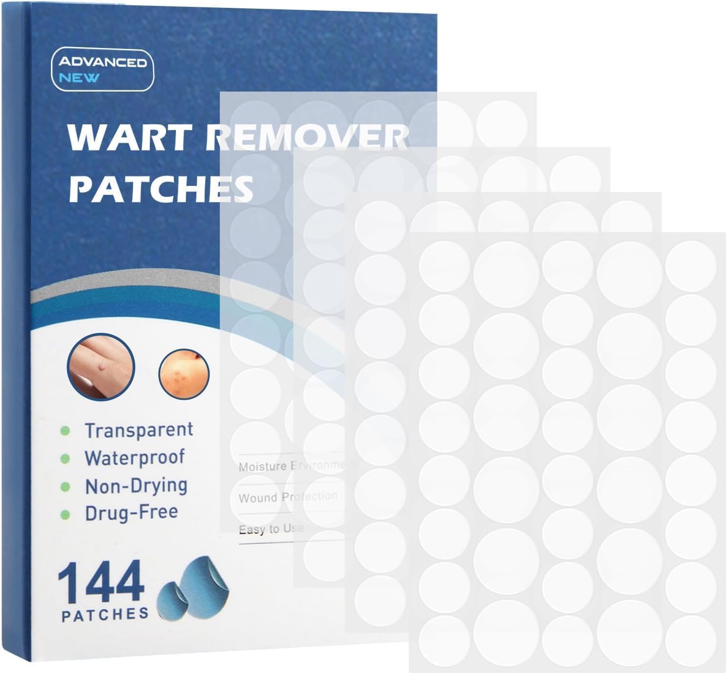 KUNJAYER Wart Remover Patches, Skin Care Removal Patches with Maximum Strength, Fast & Easy Operate Waterproof Invisible Sticker-144pcs - Image 1