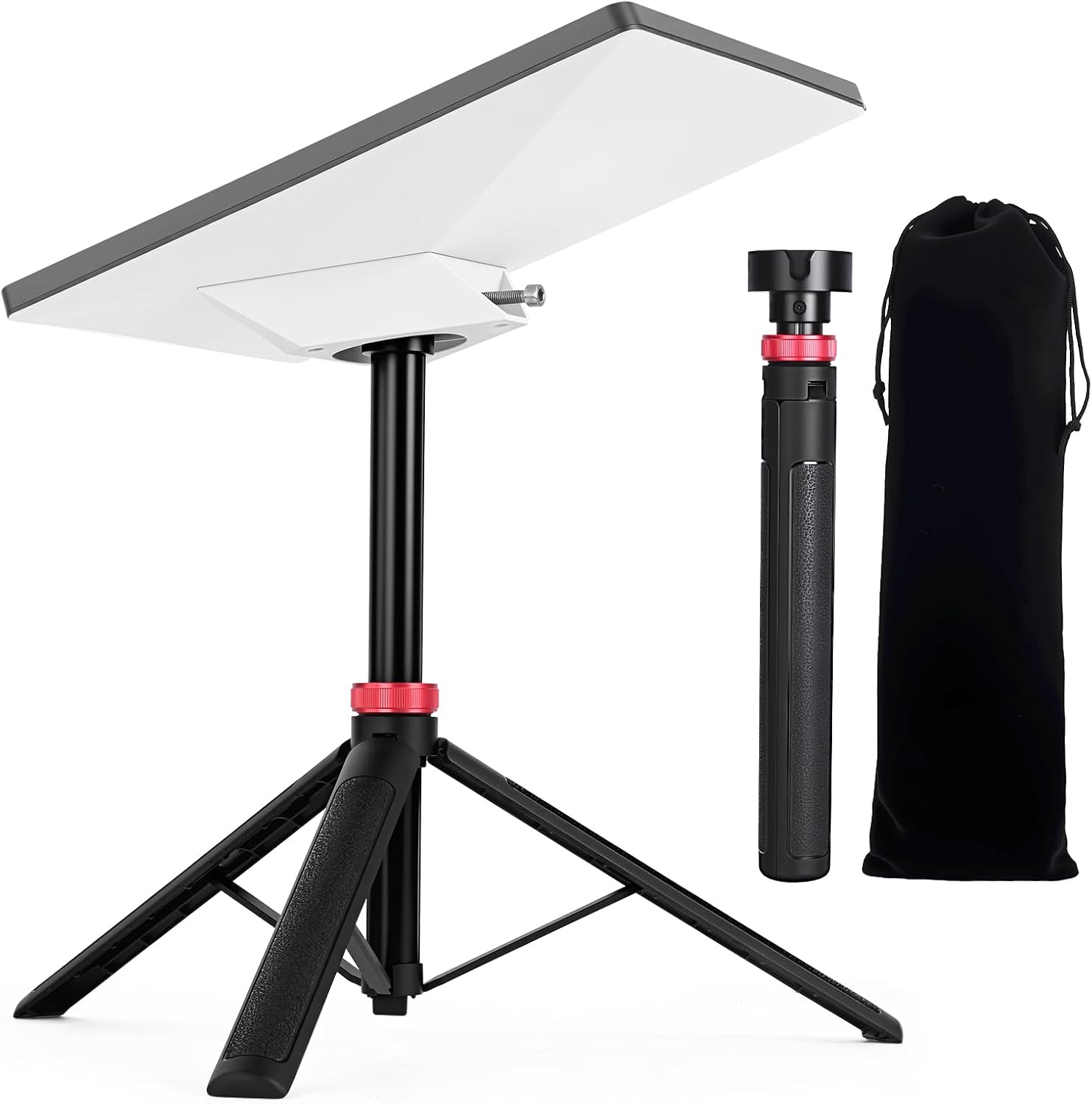 EXNOVFC Portable Tripod Stand for Starlink Mini front view showing unfolded aluminum legs.