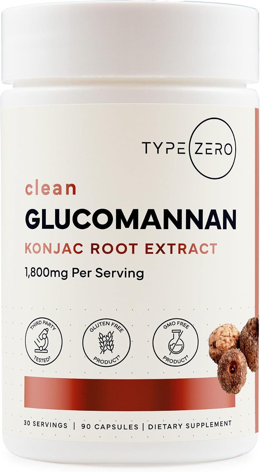 Type Zero Clean Glucomannan Konjac Root Extract front bottle view dietary supplement