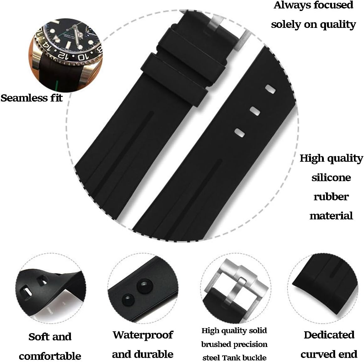 Niziruoup curved no gap silicone watch band angled display