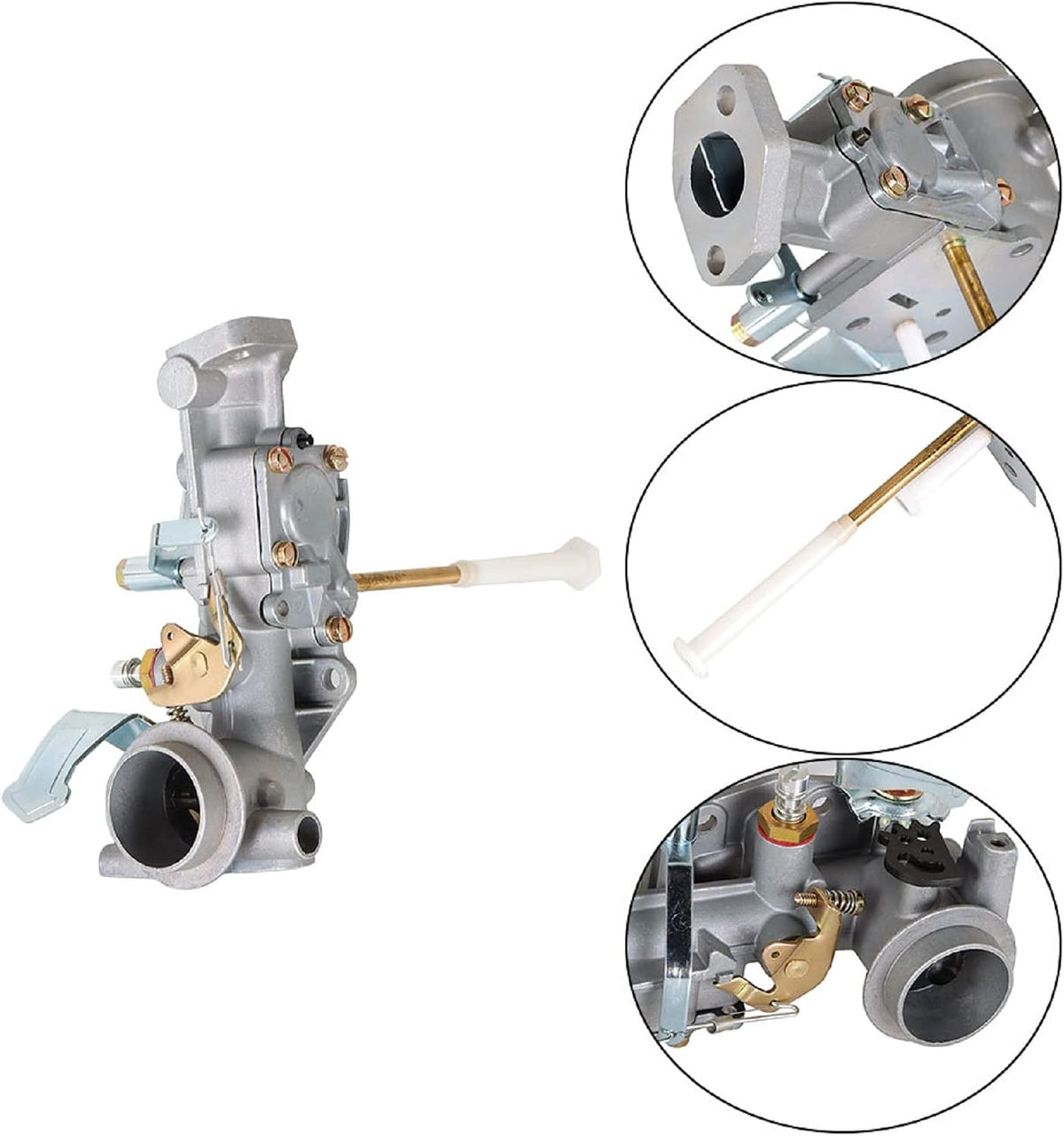 Close-up view of the carburetor mounting flange and bolt holes