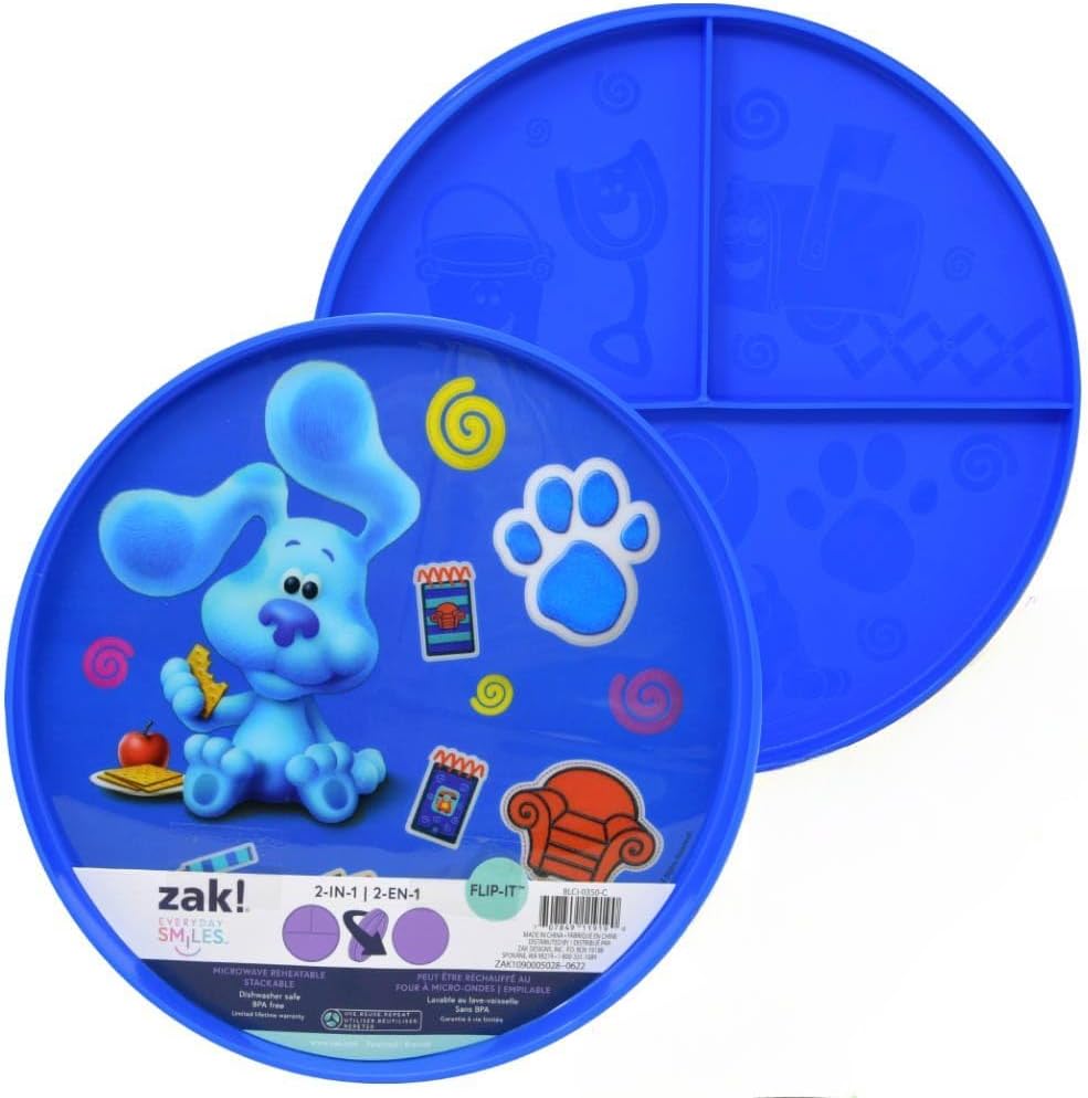 Zak Designs Blue's Clues & You 2-in-1 Flip-It Plate front view kids dinnerware