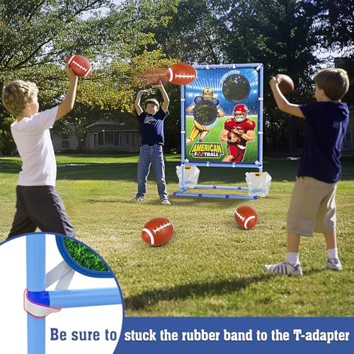 Polkoliye sports throwing target toy with four inflatable rubber footballs and manual inflation pump.
