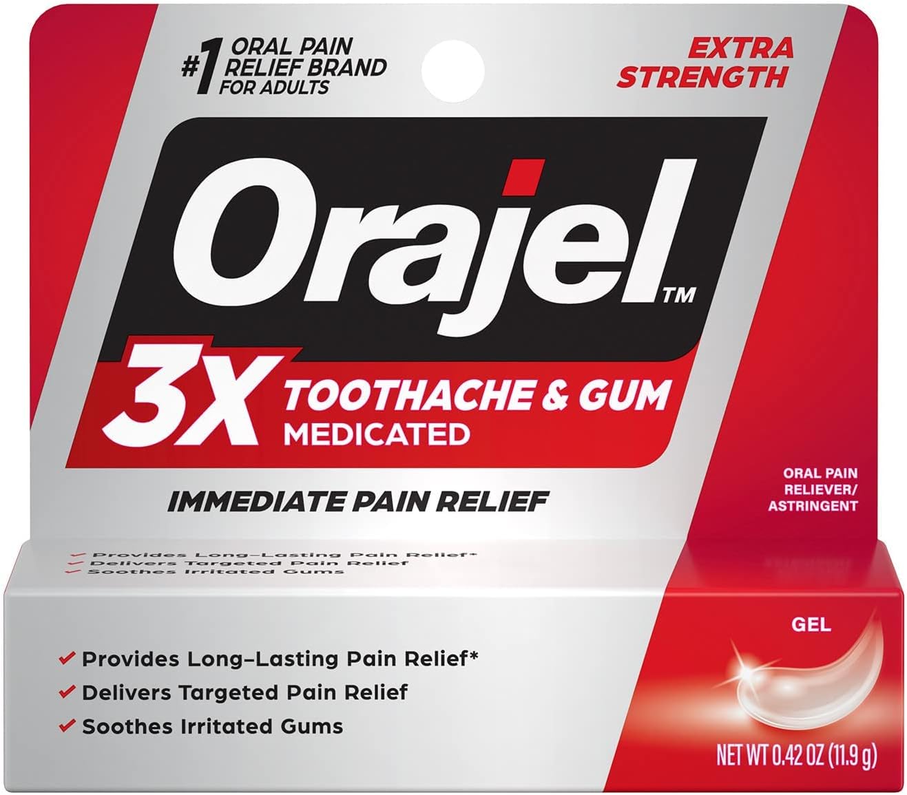 Orajel Severe Instant Pain Relief Gel - 0.25 oz, Pack of 6 - Image 1