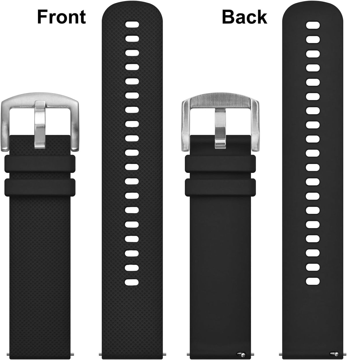 Anbeer rubber watch strap paired securely with a brushed stainless steel clasp