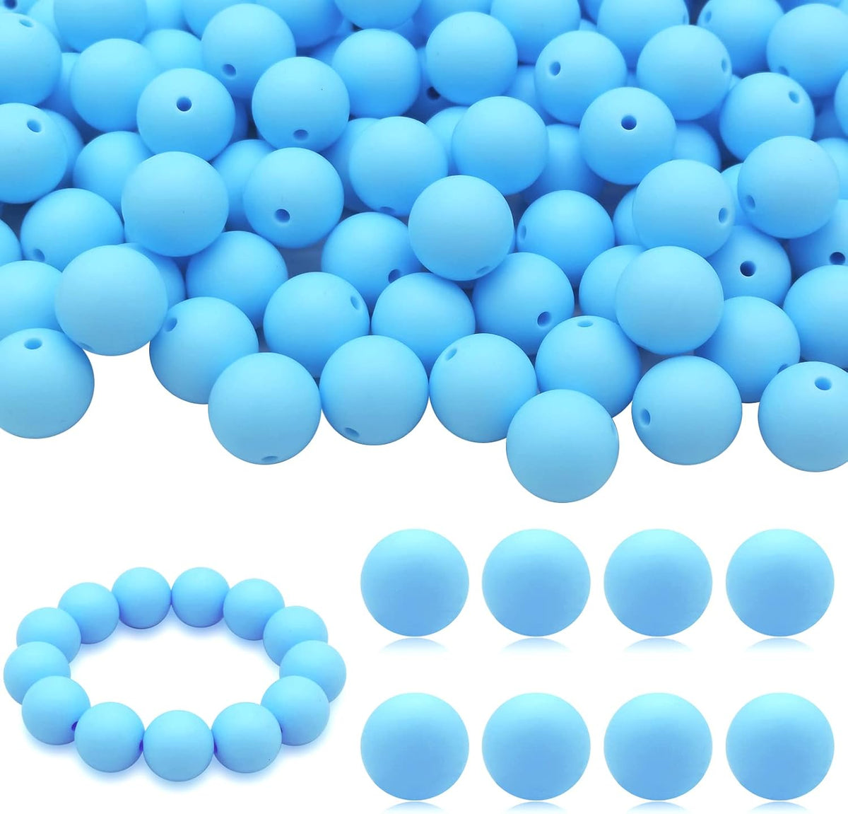 DIYOMR 15mm blue silicone beads front view packaging