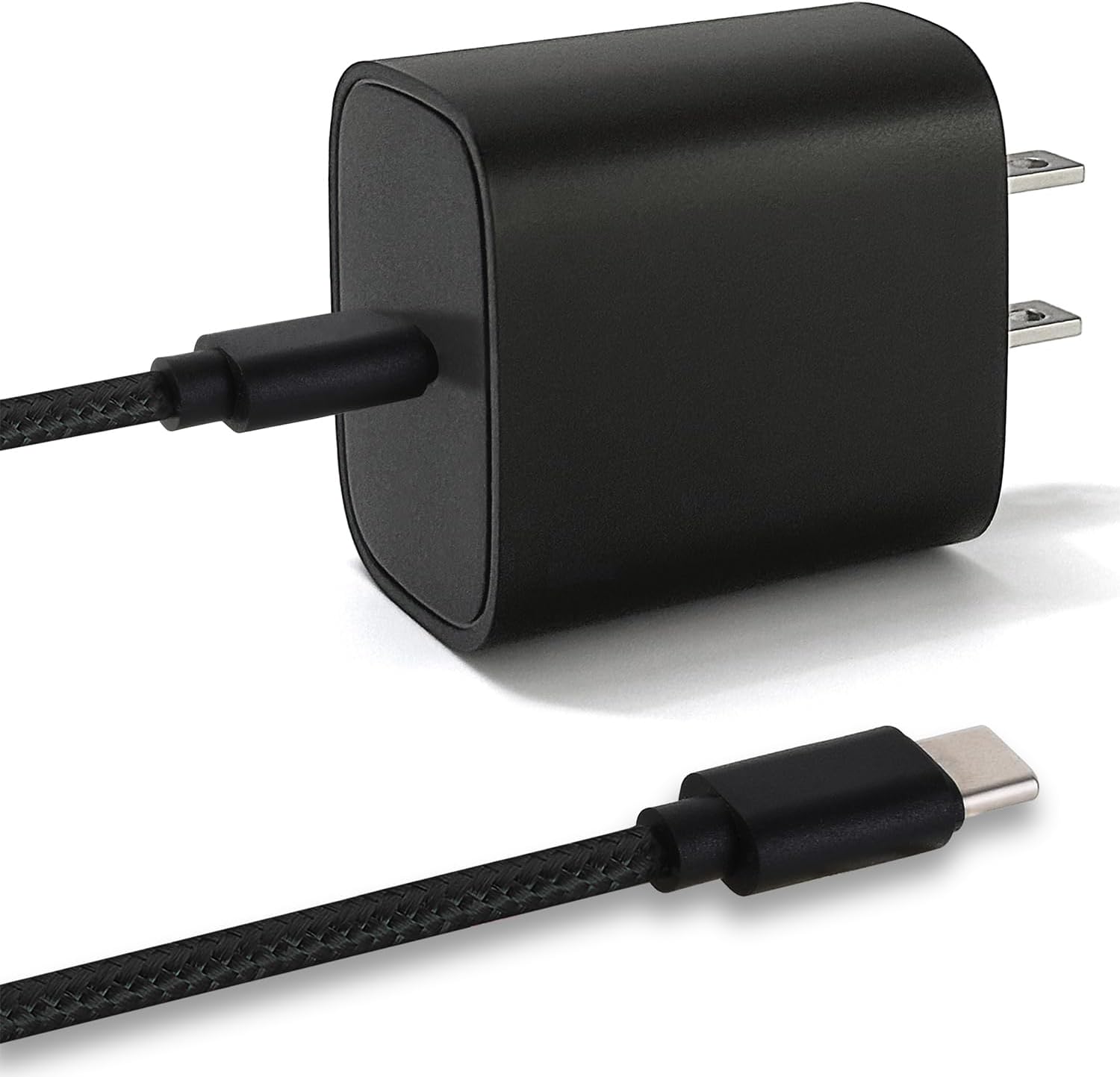 EGK 15W USB C fast charger adapter with braided Type C cable front view