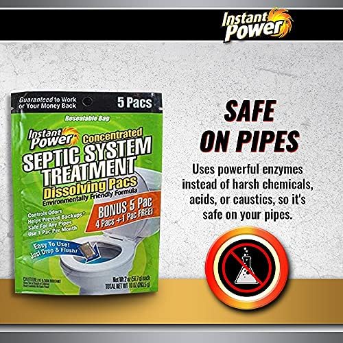Back of package detailing septic tank maintenance benefits.