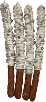 Twelve piece set of Ronita's Bakery chocolate covered pretzel rods in packaging