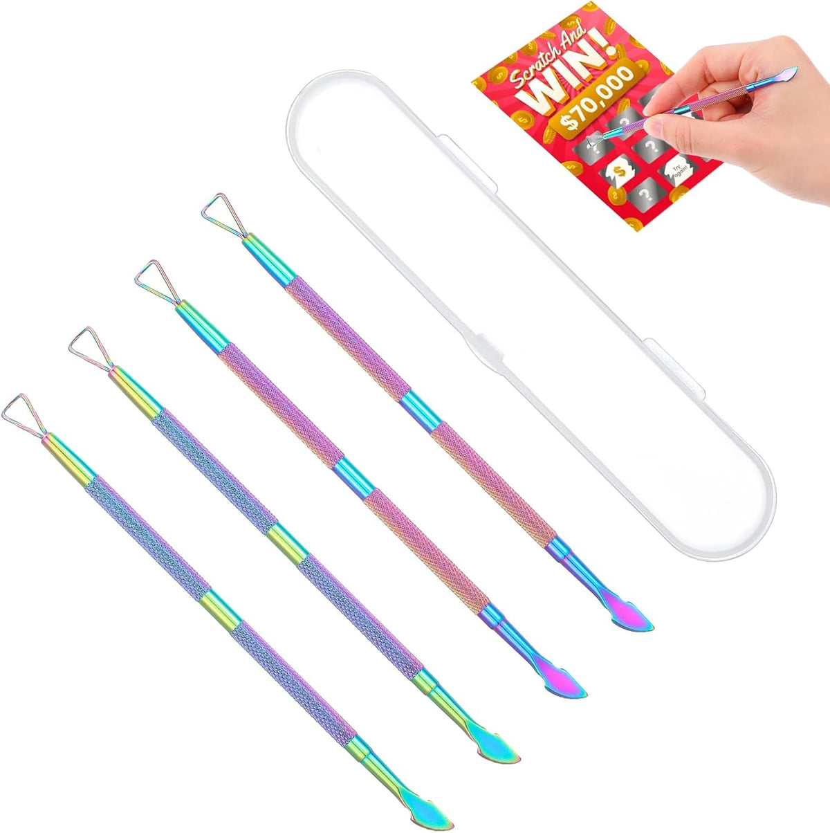 Wanmu 4 Pcs Lottery Ticket Scratcher Tool Set front view